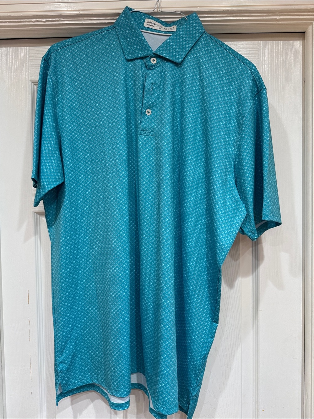 Men's Micro-Pattern Performance Polo in Teal